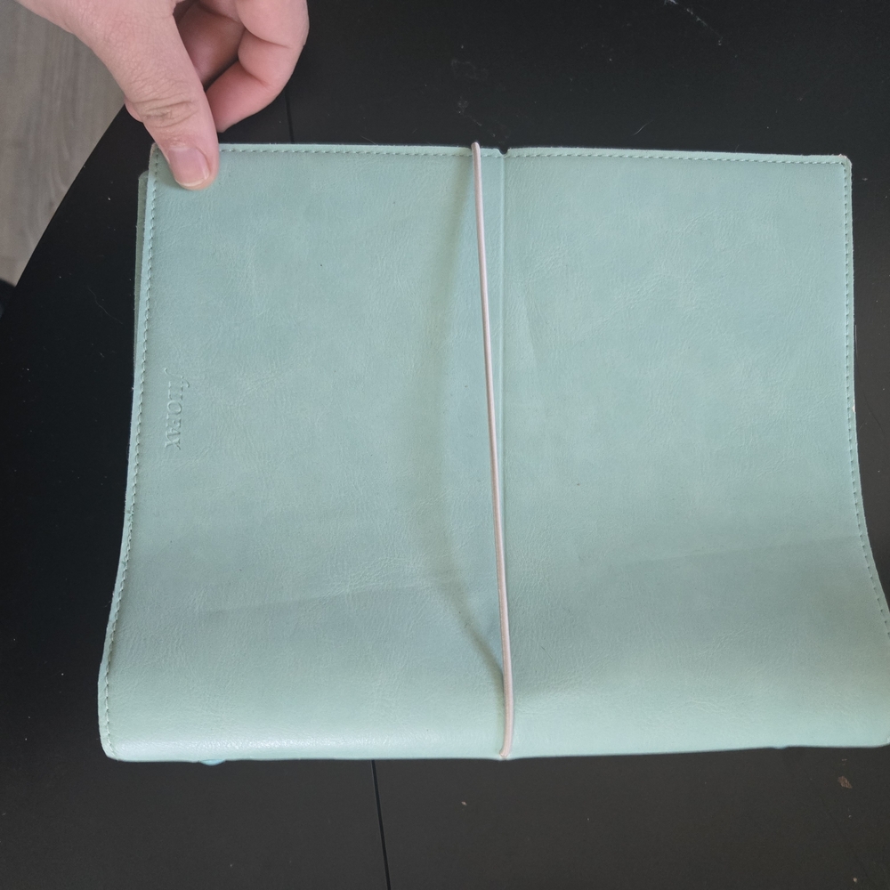 Mint Leather Notebook Cover with Elastic Closure And Pen Loop- Binder Only